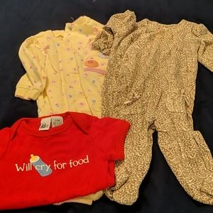Jammies and onsie size 3-6 mo